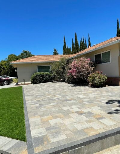 synthetic turf and pavers