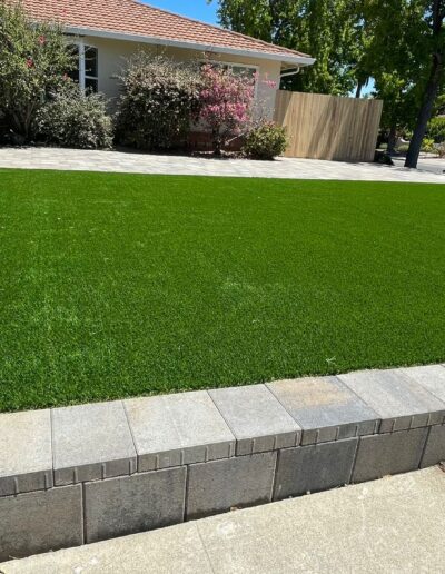 synthetic turf and pavers