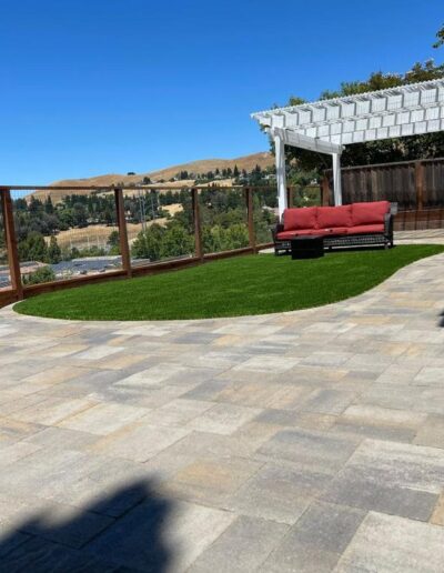 synthetic turf and pavers